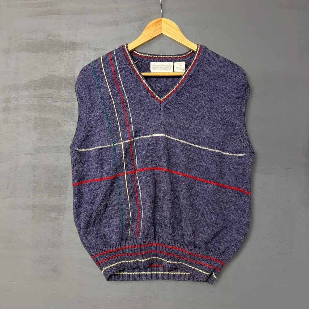 Vintage Anderson Little‎ Retro Purple Sweater Preppy Vest Pullover Large